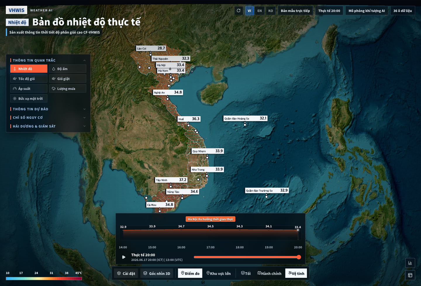 VHWIS high-resolution Vietnam weather map interface